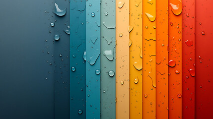 Poster - Colorful water droplets on vibrant stripes abstract art digital artwork studio environment close-up view concept of beauty and freshness