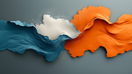Poster - Dynamic paint splashes in abstract art creative studio digital artwork contemporary environment top-down view color contrast exploration