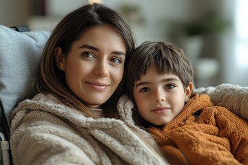 Poster - A disabled parent in a wheelchair helping a child with homework , showcasing inclusive family life.