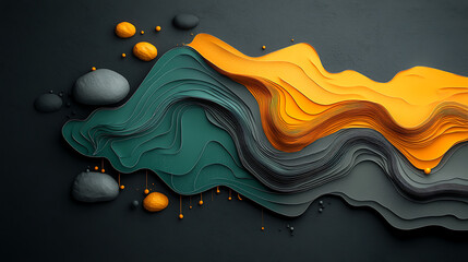 Poster - Dynamic abstract art piece with flowing colors and textures contemporary gallery digital artwork modern space aesthetic view creative expression