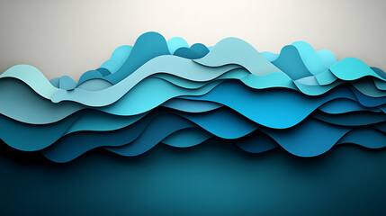 Poster - Dynamic ocean waves abstract modern art installation indoor gallery colorful 3d design artistic perspective contemporary aesthetic for home decor inspiration