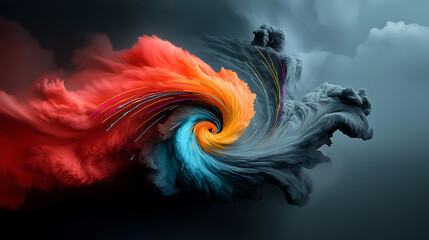 Poster - Dynamic colorful swirl abstract art modern digital creation visual design vibrant environment artistic perspective expression of motion and energy