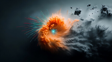 Poster - Dynamic abstract explosion art digital medium vivid color palette surreal environment artistic perspective conceptual imagery for creative inspiration