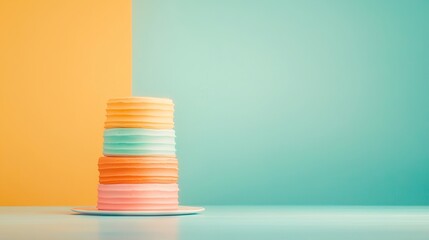 Poster - A stack of colorful macarons sitting on top of a white plate