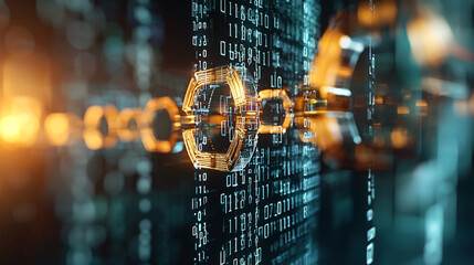 Aufkleber - Ai generated digital blockchain visualization technology innovation abstract art futuristic environment close-up view data concepts