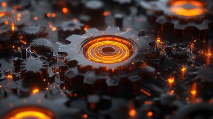 Poster - Illuminated Gears in a Complex Mechanical System