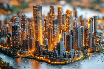 Poster - A smart city concept powered by 5G technology, with connected systems visualized,