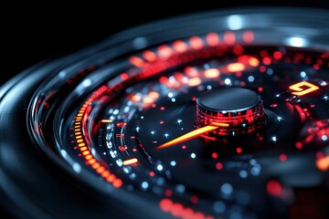 Poster - A speedometer reaching maximum levels representing 5G connectivity, showcasing unmatched speed.