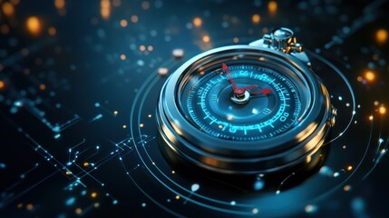 Poster - Futuristic Clock Represents Time In Digital Space