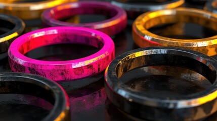 Poster - Abstract Rings Displaying Vivid Colors and Textures