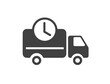 © vladwel - Delivery truck clock time icon vector simple graphic illustration, shipping cargo freight semi van waiting pictogram solid glyph silhouette, lorry holding awaiting status timer image clip art