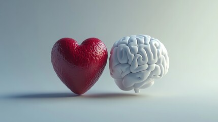 Poster - A red heart and a white brain next to each other.