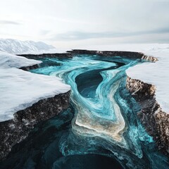 Poster - Visualizing climate change arctic landscape melting ice patterns ecosystem networks cool blues and data insights