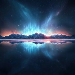 Poster - Transforming aurora borealis into quantum data visualization electromagnetic energy patterns in deep space digital conceptual art