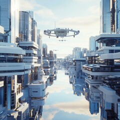 Poster - Autonomous drone delivery system navigating fractal urban landscapes in a geometric city architecture environment a technological exploration