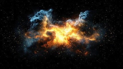 Poster - Cosmic cataclysm fiery explosion in the depths of space celestial event outer cosmos spectacular perspective for astronomy enthusiasts