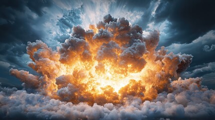 Poster - Explosive cosmic event stellar fireball detonation outer space digital art celestial environment spectacular viewpoint of a fiery cosmic explosion