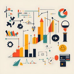 Poster - Colorful graphs and charts for data visualization.