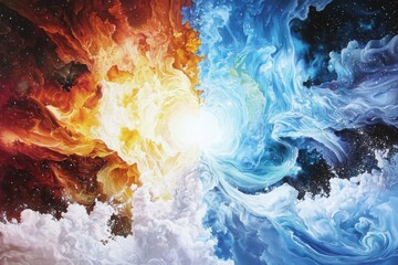 Poster - Celestial event radiant galactic eruption outer space digital art cosmic environment astronomical viewpoint astrophysics concept for seo impact