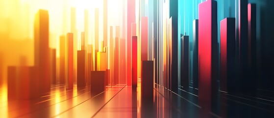 Poster - abstract colorful digital cityscape design.