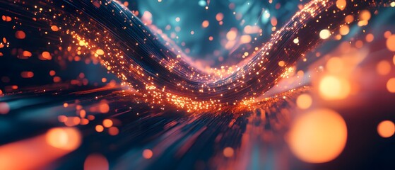 Poster - Abstract digital light flow with vibrant colors.