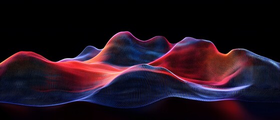 Poster - An abstract representation of flowing waves, combining vibrant colors and smooth gradients on a black background, perfect for modern design projects.