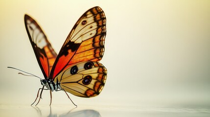 Aufkleber - A Striking Orange And White Butterfly Poses Gracefully
