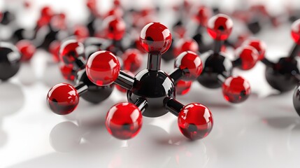 Poster - 3D rendering of red and black molecule model.