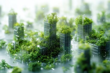 Poster - Green energy powering 5G network towers represented with eco-conscious designs, emphasizing sustainability.