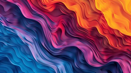 Abstract 3D rendering of colorful wavy lines.
