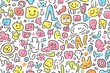© efendiahd - A joyful collage of multicolored smiley faces in a seamless pattern.
