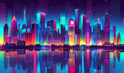 Wall Mural - city skyline at night