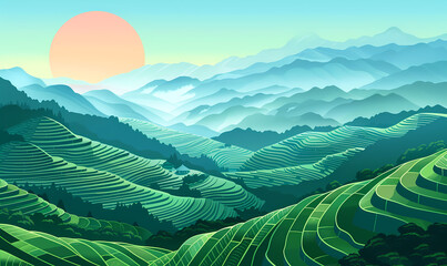 Wall Mural - landscape with mountains