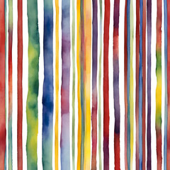 Poster - A colorful watercolor pattern featuring vertical stripes in vibrant hues, perfect for adding a cheerful touch to any artistic project or design.