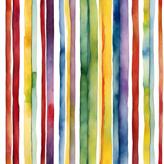 Poster - A vibrant watercolor pattern featuring vertical stripes in bold colors, creating a lively and cheerful design perfect for various artistic projects.