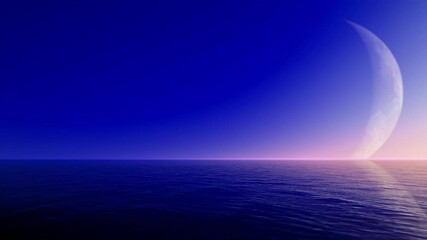Wall Mural - big planet and sea background loop