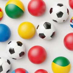 Aufkleber - Vibrant Footballs and National Flags Pattern Celebrating Global Unity and Sports