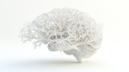 Poster - Abstract White Brain Structure Artistic Rendering