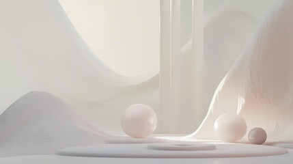 Poster - White Abstract Background With Smooth Spheres