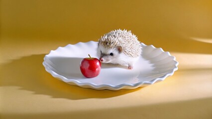 Poster - hedgehog and apple