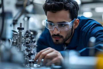 Poster - A focused individual working on complex machinery in a technical environment.