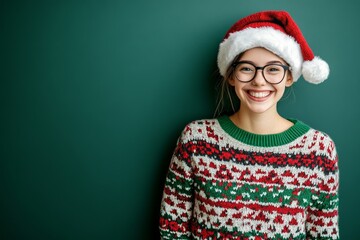 portrait of a woman in santa hat