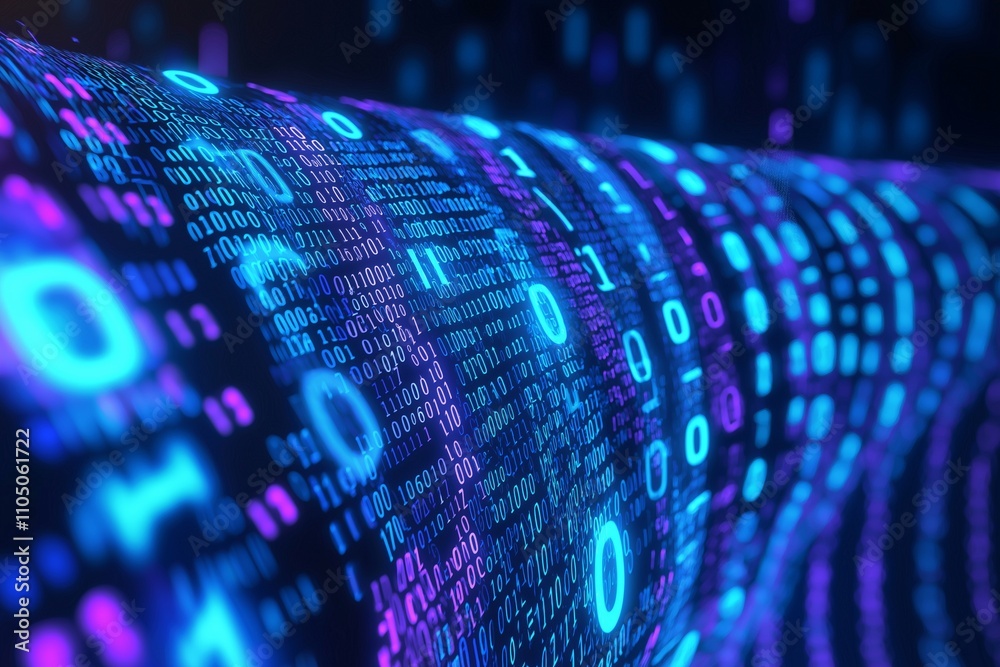 network digital technology background, ai data 01 computer code binary ...