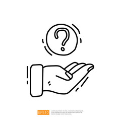 Poster - A hand is shown reaching out with a question mark above it, symbolizing inquiry or curiosity. The design is simple and minimalistic, emphasizing the concept of asking questions.