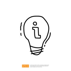 Poster - A simple line drawing of a light bulb featuring an information symbol inside, representing ideas, knowledge, or insights.