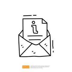 Poster - The image depicts an envelope containing a document with an information icon, symbolizing communication and information sharing.