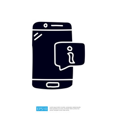 Poster - A simple graphic of a smartphone displaying a notification bubble with an information icon, symbolizing communication or alerts.