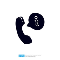 Poster - A graphic representation of a telephone receiver next to a speech bubble containing an information icon, symbolizing communication and information sharing.