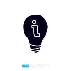 Poster - This image features a stylized light bulb with an information symbol inside, suggesting a focus on ideas, knowledge, or guidance.