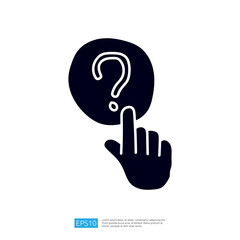 Poster - A graphic representation of a hand pointing at a question mark, symbolizing inquiry or curiosity.